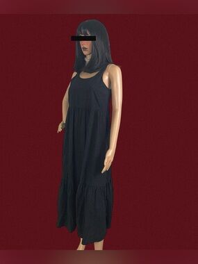 J. Jill Black and gray striped midi dress